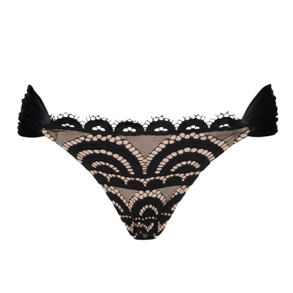 PQ Swim Midnight Black Lace Fanned Bikini Bottom (RUNS SMALL)